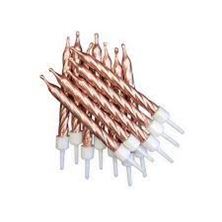 Picture of METALLIC CANDLES ROSE GOLD WITH HOLDERS 7.5CM
